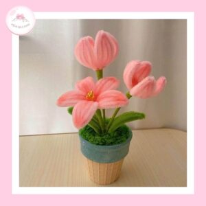 Chậu hoa kẽm nhung mini handmade